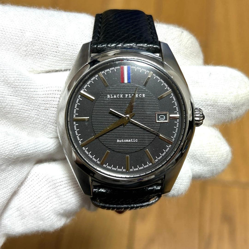 BLACK FLEECE Thom Browne Citizen Automatic Watch Black Dial Leather Strap