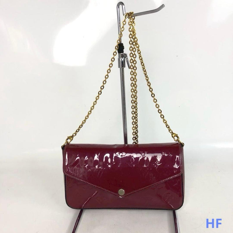 LOUIS VUITTON Felicie Pochette Hot Pink Monogram Vernis Crossbody W21cm H11cm