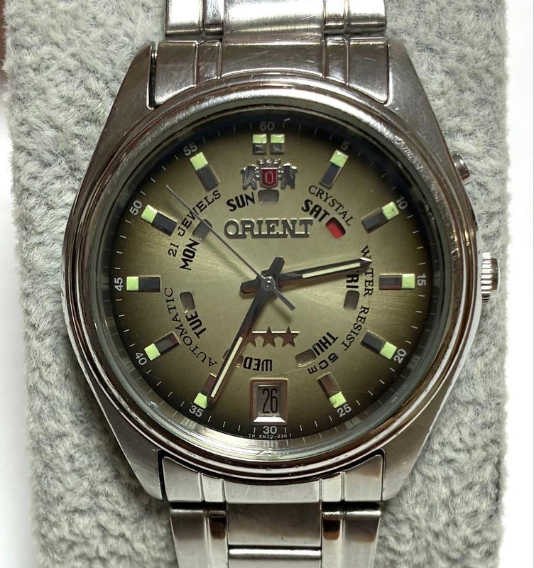 Orient Three Star Weekly EMZ0-220T Automatic Brown Gradient Dial 50M Mens Watch