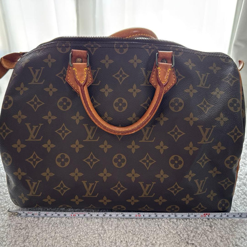 LV Louis Vuitton Speedy Monogram Brown Handbag 30 Year Old Working Zipper