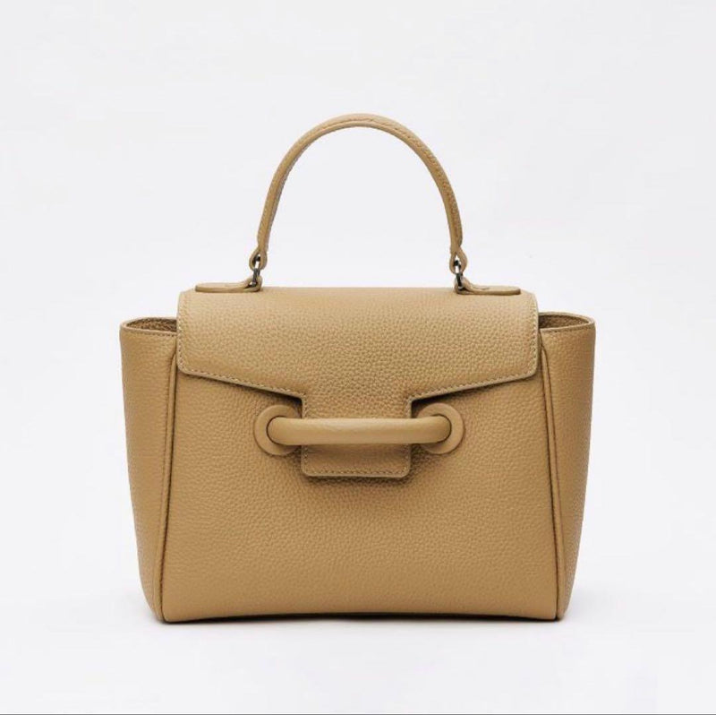VASIC EVER Mini Leather Tote Bag Beige W11.8in Handbag Cow Leather Clair