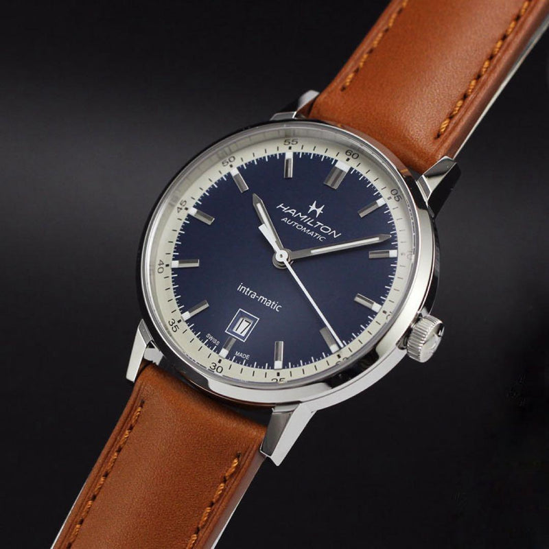 Hamilton American Classic Intra-Matic Auto 40mm SS Blue Leather Watch H38425540