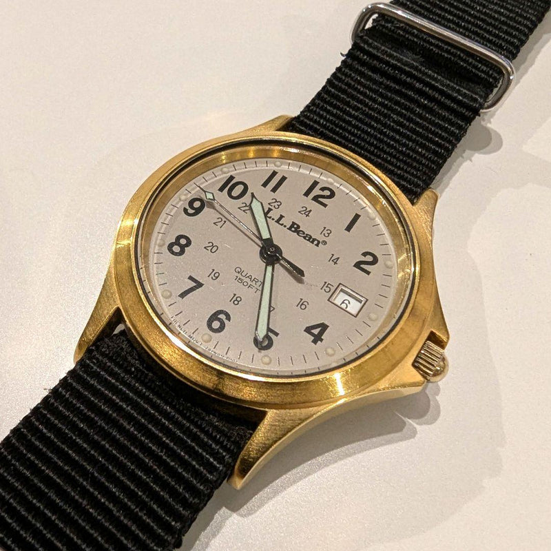 L.L.Bean Quartz Field Watch NATO Strap Case Stainless Steel 33mm Black Dial