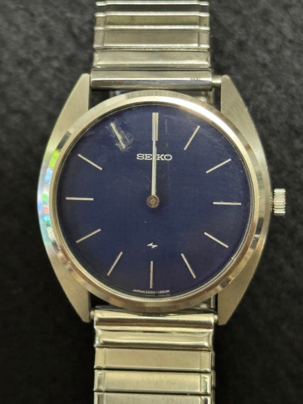 Seiko Chariot Cal.2220 2220-0470 Hand Wind Navy Dial Stainless Steel Watch