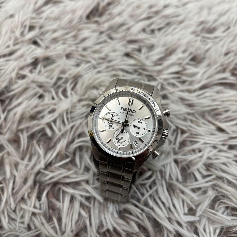 SEIKO Selection SBTR009 8T63 Quartz Chronograph Watch Stainless Steel White Dial