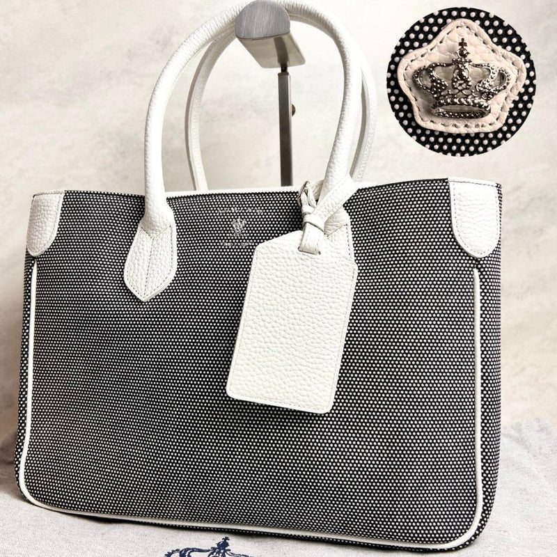 ADMJ Birdseye Mini Boston Bag Gray 8.7x11.8x5.5in Handle 5.9in Handbag Leather