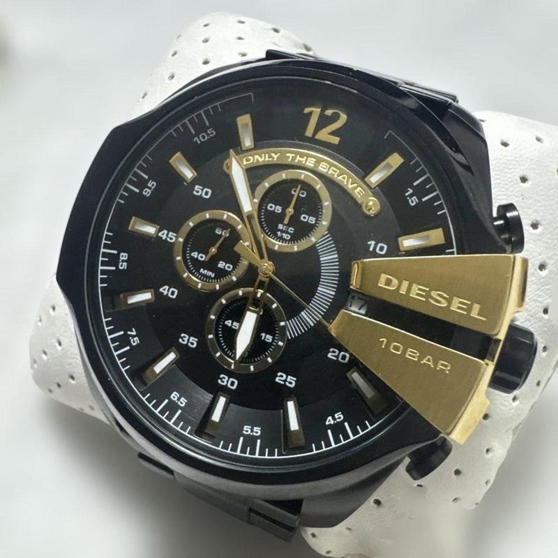 Diesel Mega Chief DZ-4466 Quartz Chronograph Black Gold Stainless Steel 10ATM