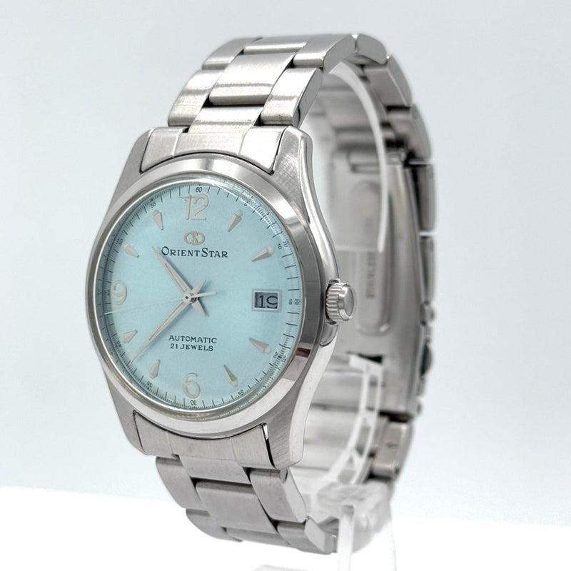 ORIENT STAR 597302-70 Automatic 21J SS 36mm Light Blue Dial Date Mens Watch