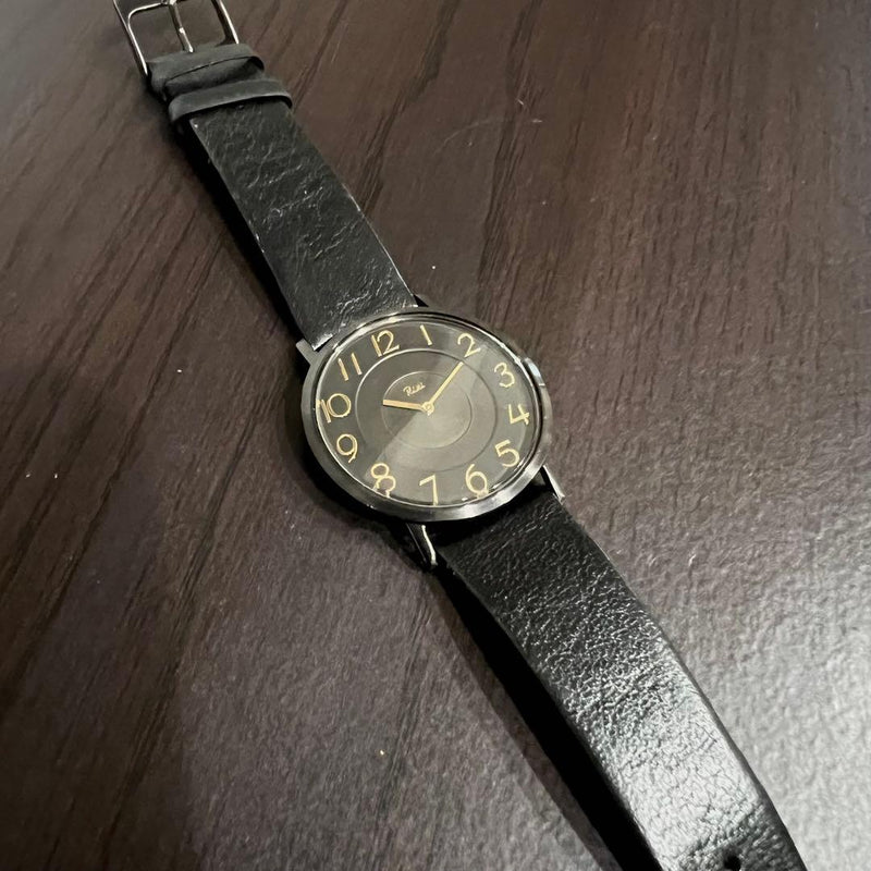 ALBA Riki 7N00-0AY0 Quartz Analog Display Wristwatch Black Gold