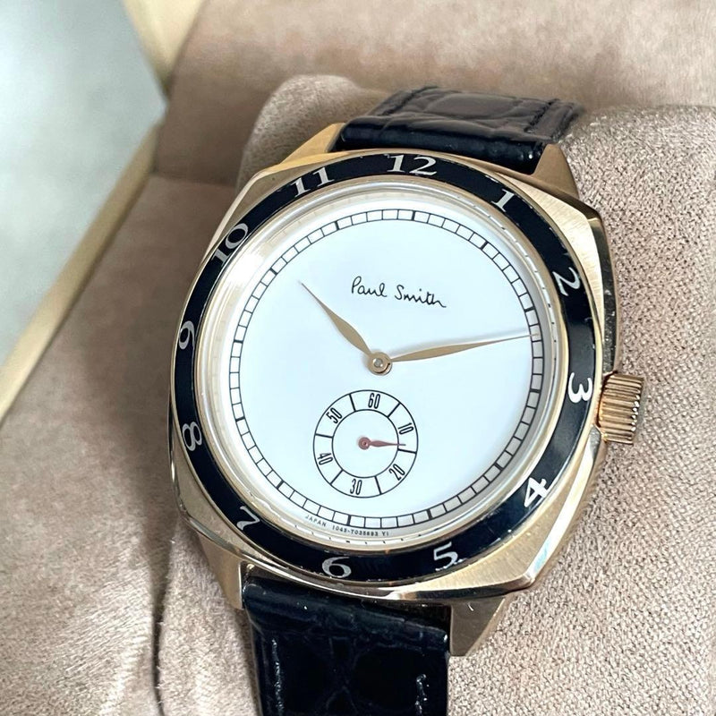 Paul Smith 1995 Reissue Quartz Watch Green Bezel Small Seconds Black Leather