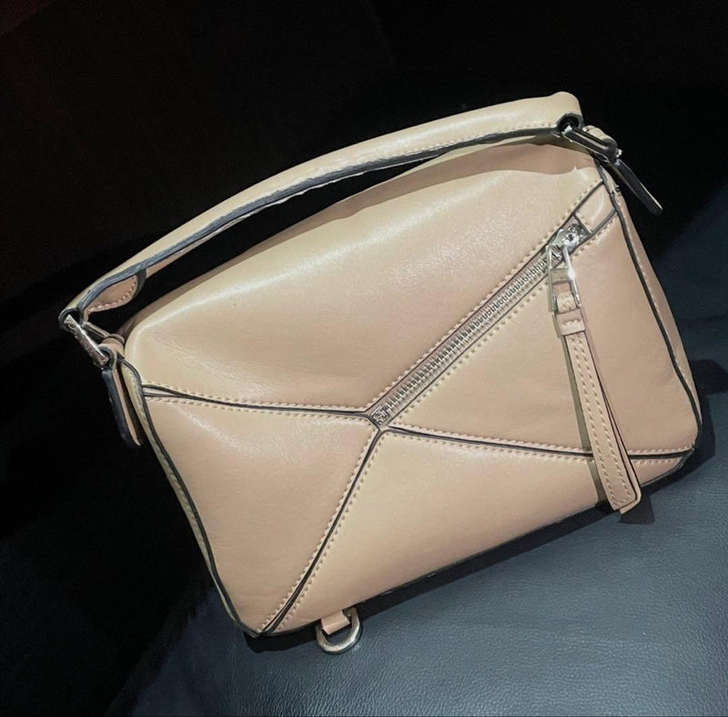 LOEWE Mini Puzzle Bag Beige Leather Handbag 4.9x7.1x3.1in 0.24kg Spain