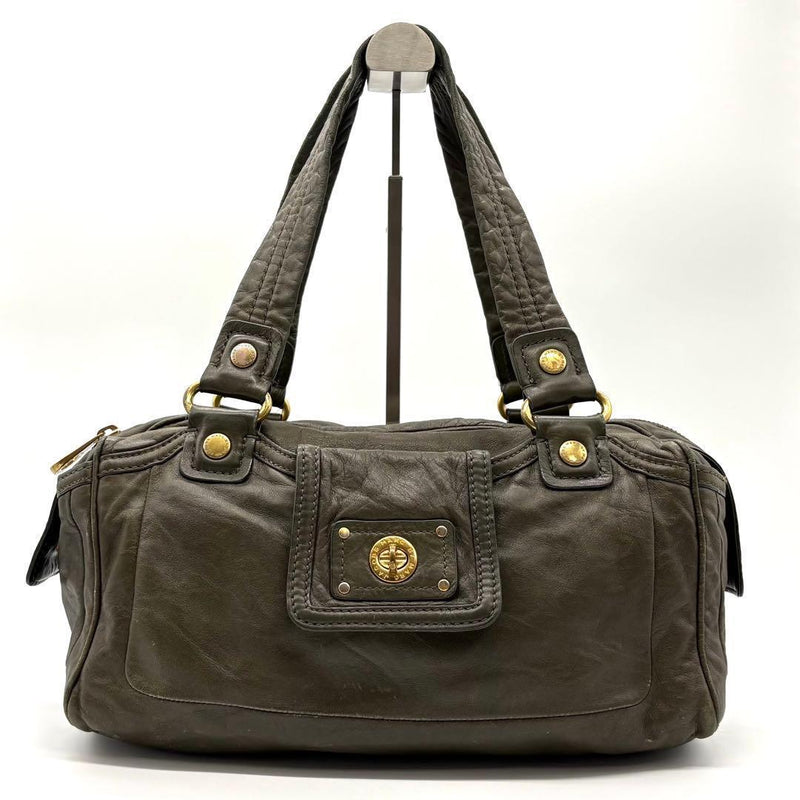 Marc Jacobs Totally Turnlock Lil Shifty Turn Lock Bag Green Leather 10W 7H 6D