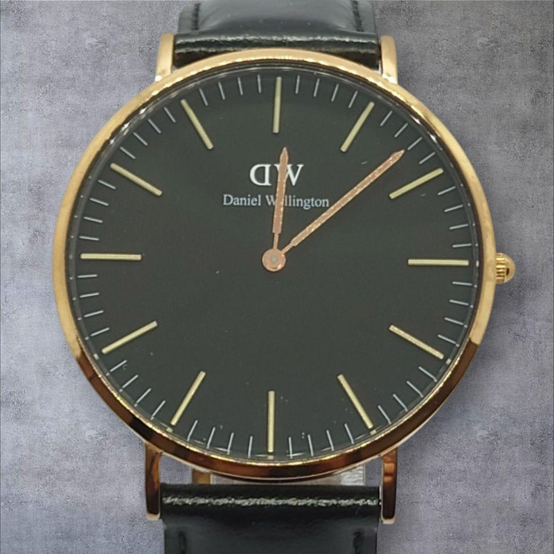 Daniel Wellington Classic Black 38mm Rose Gold Slim Case Black Dial Watch