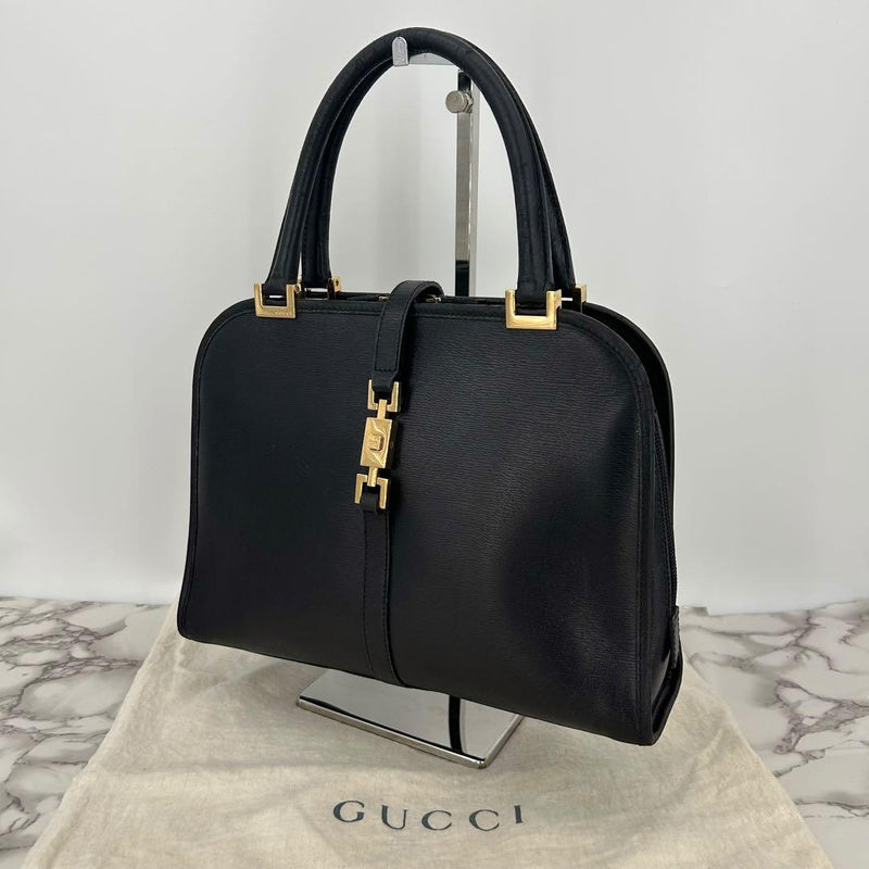 GUCCI Jackie Shoulder Bag Black Leather 21cm H 28cm W 8cm D DA705301-AEZZZ-FHZZZ