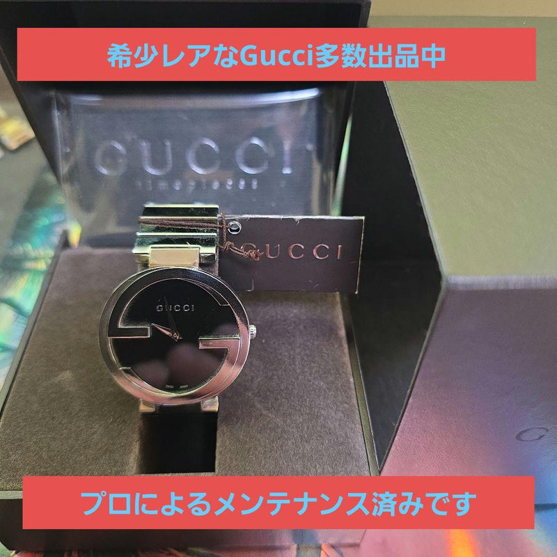 GUCCI Interlocking G 133.3 Quartz Watch 37mm Silver Black Dial 16.5cm
