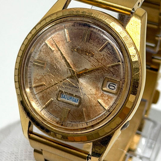 SEIKO Seikomatic 6206-8100 Auto Cal.6206 Gold Plated 36.7mm Day Date 1966 Watch
