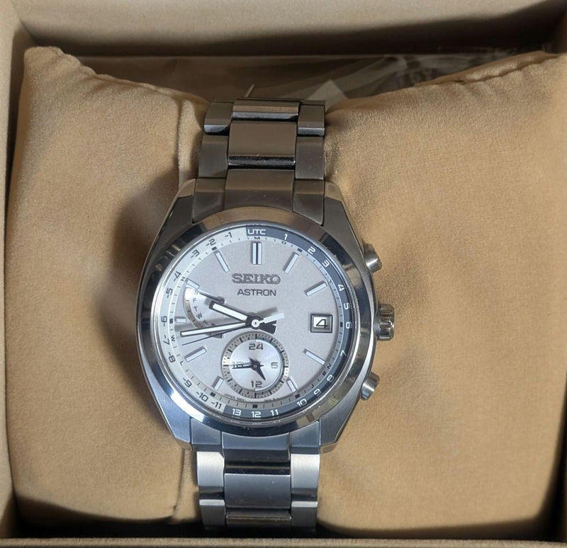 SEIKO ASTRON SBXY009 Silver Titanium Radio Solar Bracelet Sapphire Watch