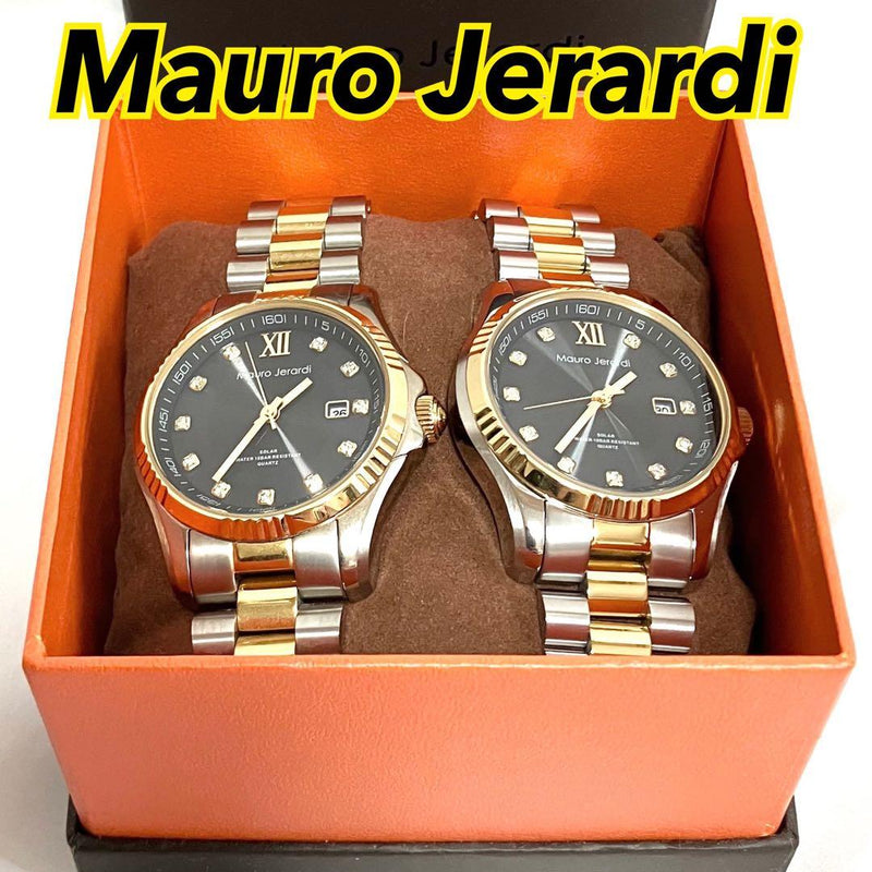 Mauro Gerardi MJ-037 Solar Quartz Mens Watch 39-40mm 123g Set of 2 10 BAR