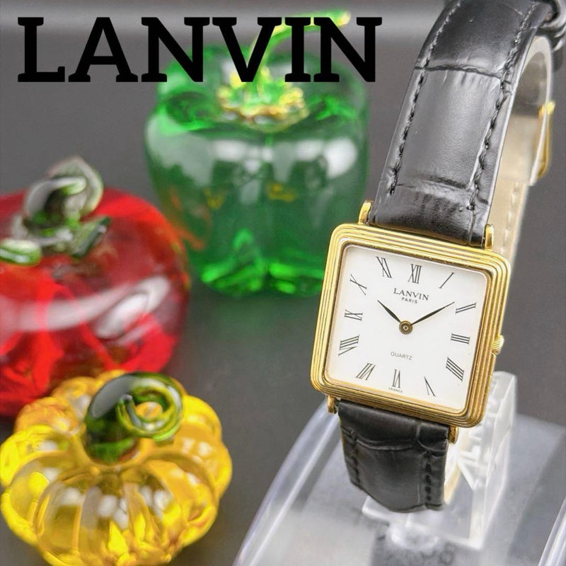 Lanvin Tank Square 57062 White Dial Quartz Mens Watch 32.2x26.3mm Rectangle