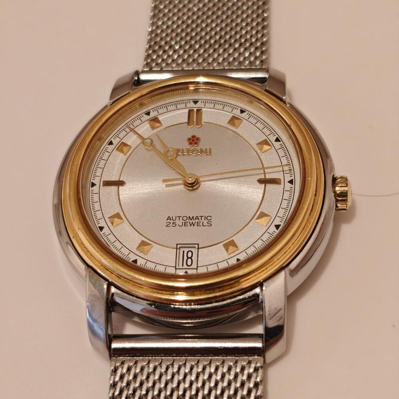 TITONI 8569 Automatic ETA2824 Watch 36mm Two Tone Silver Dial Milanese Sapphire