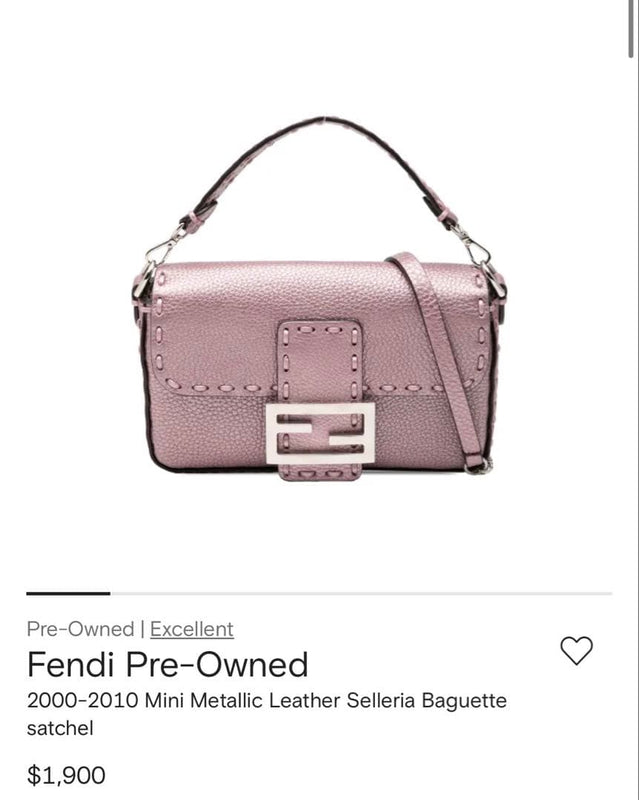 Fendi Selleria Baguette Mini Pink Leather Shoulder Handbag Shoulder Strap Box