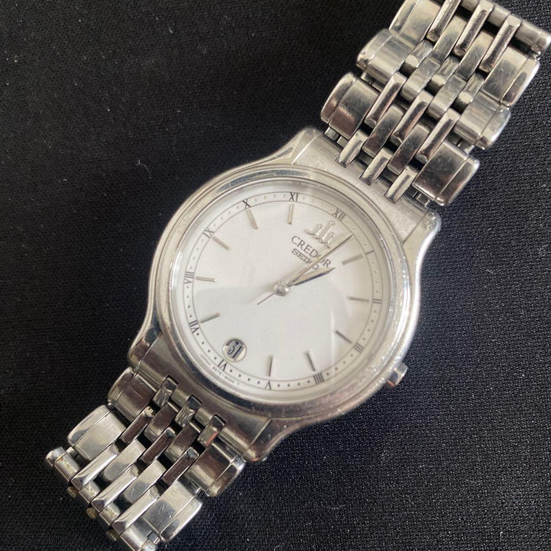 Credor 9572-6000 Quartz Watch White Dial Stainless Steel 10BAR Men 16.5cm