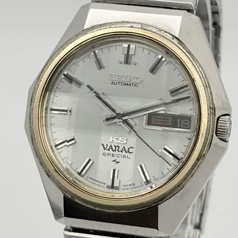 SEIKO King Seiko Vanac Special 5246-6030 Automatic SS 37mm Silver Day-Date Cut