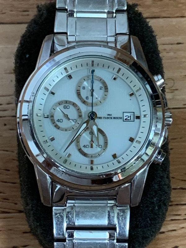 The Clock House MBC1003 WH1A Mens Solar Chronograph Panda White Dial Watch