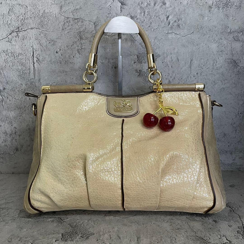 COACH Madison Y2K Python Embossed Leather Shoulder Bag Gold Chain 37x30x11cm