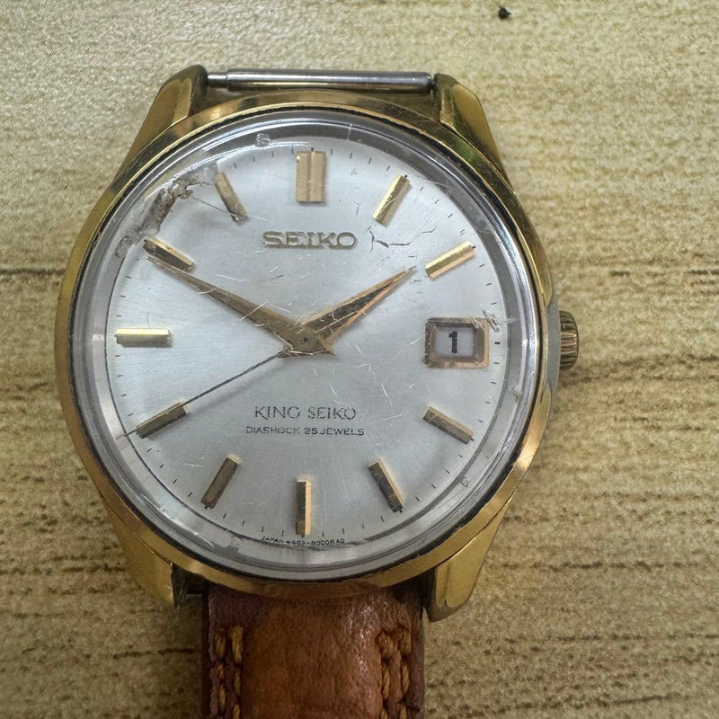 SEIKO KING SEIKO 4402-8000 Manual Wind 25JEWELS White Dial Date Mens Watch