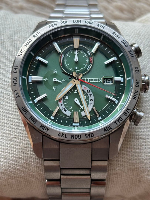 CITIZEN AT8181-63W H800-T027016 Quartz Eco-Drive Super Titanium 42mm Green Dial