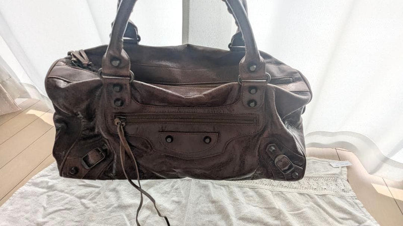 Balenciaga Classic City 115748 Metallic Bronze Leather Bag W36 H19 D15cm No
