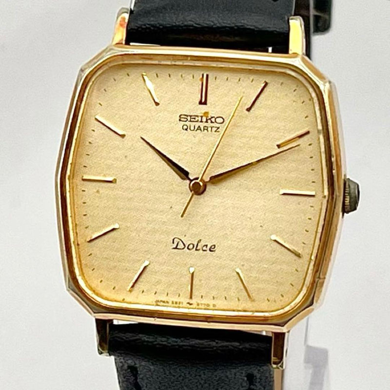 SEIKO Dolce 5931-5560 SGP30 Gold Dial Quartz Octagon Case Mens Watch 29.2mm 1983