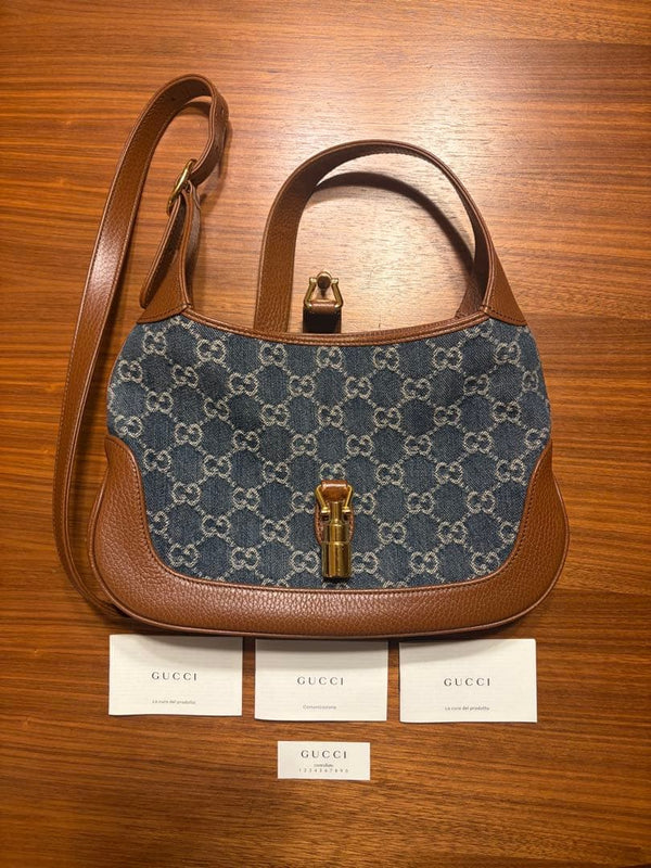 GUCCI Jackie 1961 Runway 2024 Shoulder Bag Medium Leather Nylon Cuir Black
