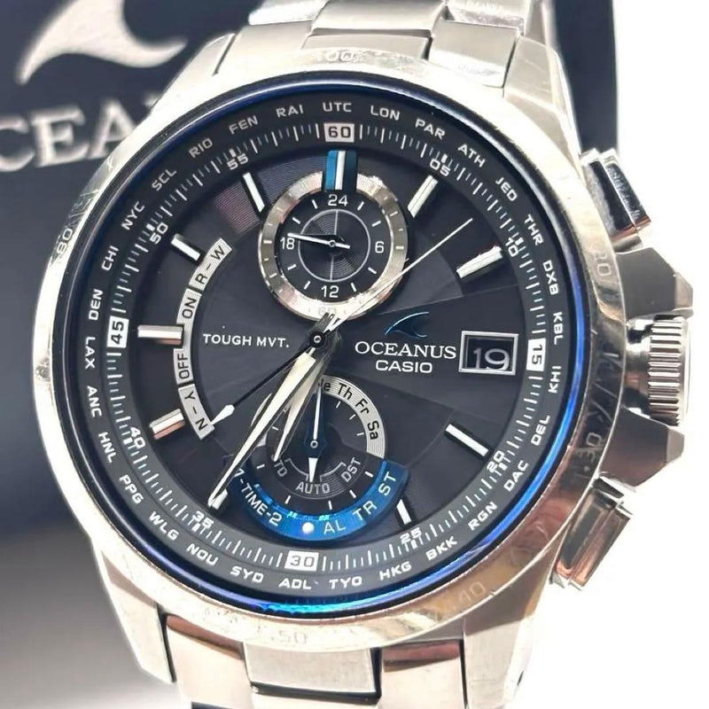 CASIO OCEANUS OCW-T1000-1AJF Solar Chronograph Titanium 45.1mm Black Dial Watch