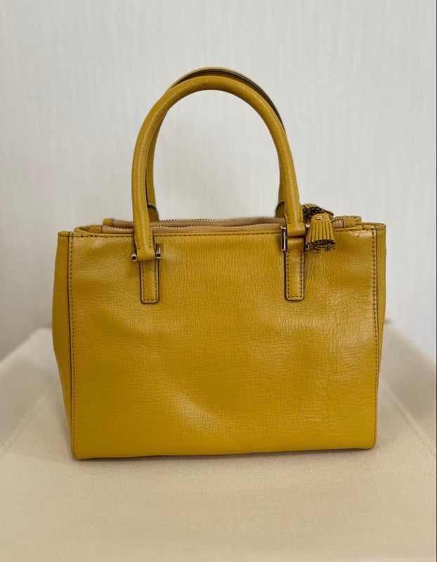 ANYA HINDMARCH Ebury 2-Way Shoulder Leather Handbag 7.5x10x3.7in Yellow Navy