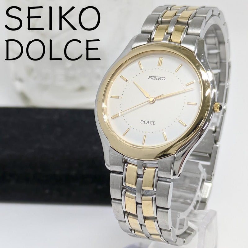 SEIKO Dolce Quartz Mens Watch 33mm Two Tone Gold Dial Bracelet 3-Hand New