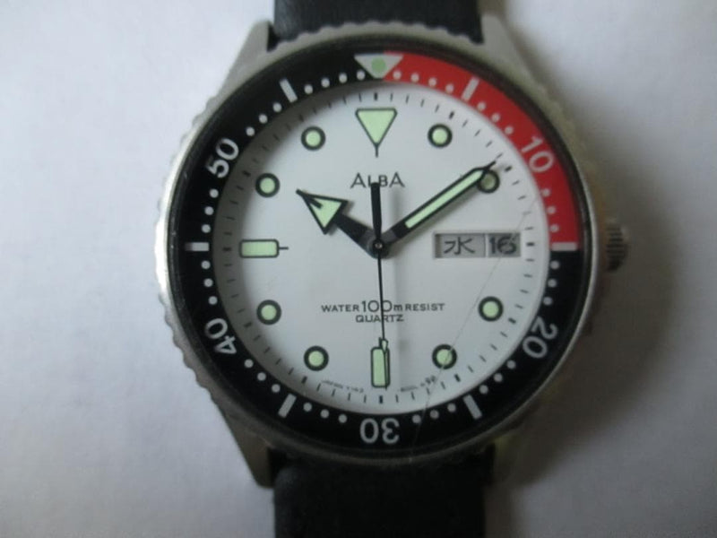 SEIKO ALBA Mickey Mouse Watch 36mm Stainless Steel Rotating Bezel 100m WR Black