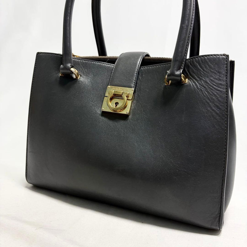 Salvatore Ferragamo Juliet Handbag Leather Gancini Gold Hardware 7.9x6.7x4.7in