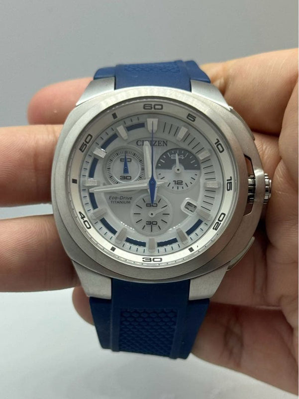 CITIZEN Eco-Drive Light Powered Chronograph Mens Analog Titanium Rubber Watch