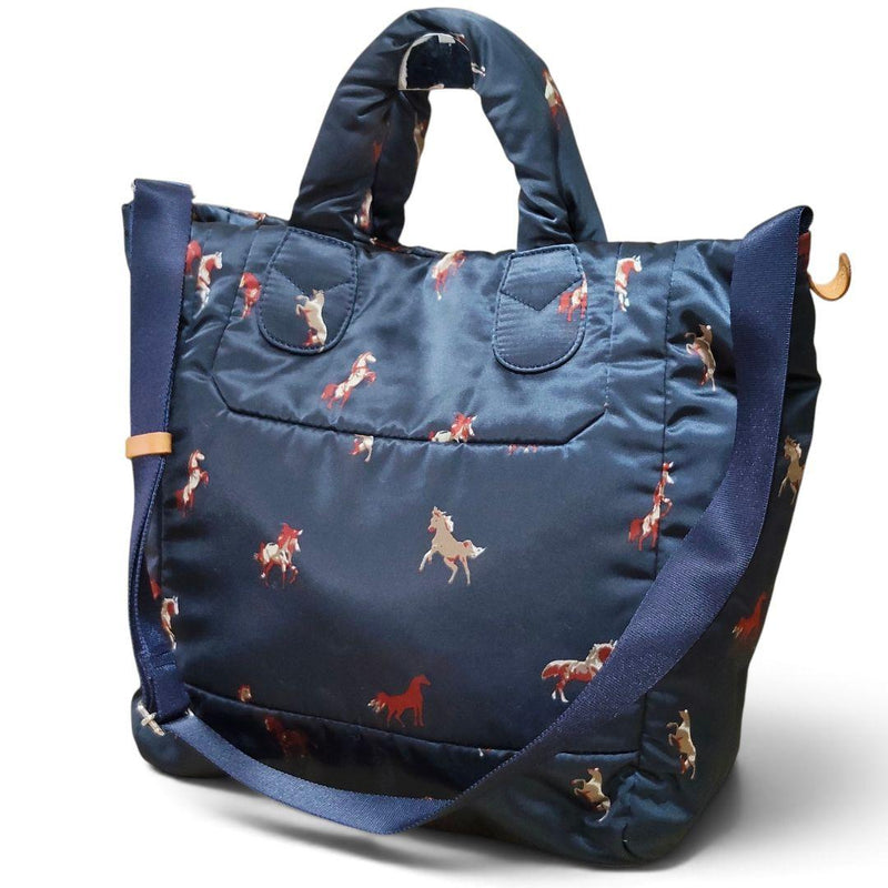 Russet THE CLOUDS NYLON Horse Pattern 2WAY Tote Bag Navy 11.8x10.6x5.9in Nylon