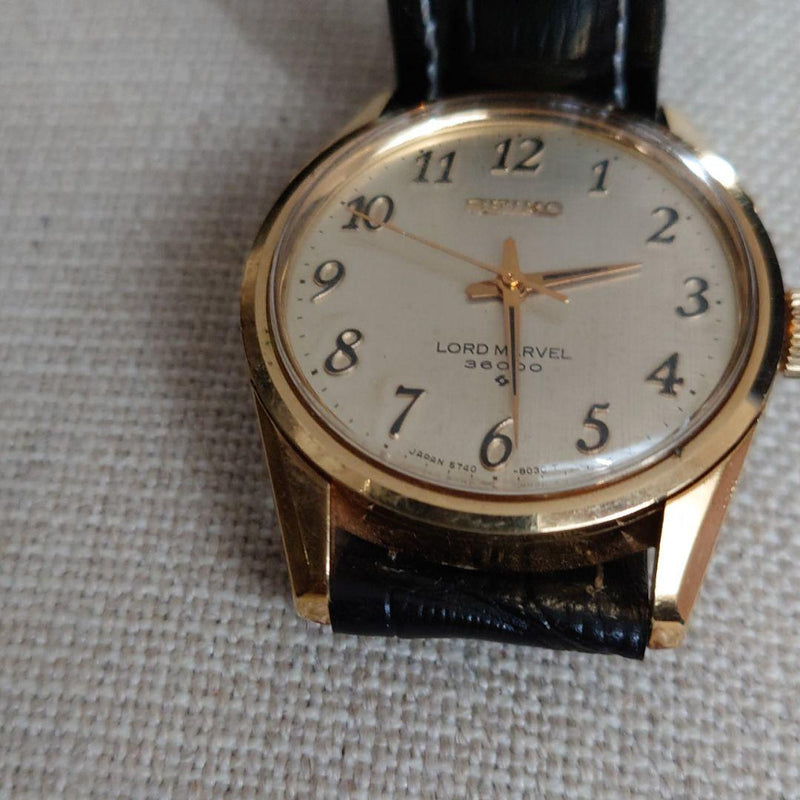 SEIKO LORD MARVEL 36000 5740-8000 Hand Winding Gold Case Dial 34mm Mens Watch