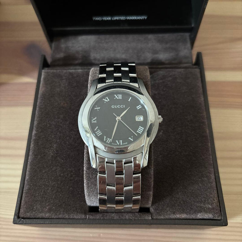 GUCCI Quartz Analog Wristwatch 38mm Swiss SS PVD 50m Water Resistant Sapphire