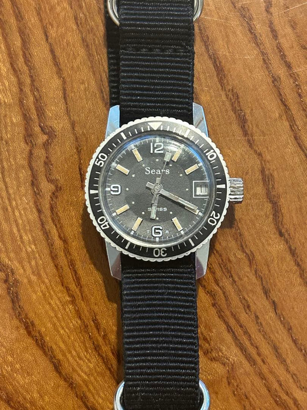 Mechanical Movement Date Display 36mm Case Size Diver Style Sears Roebuck Watch