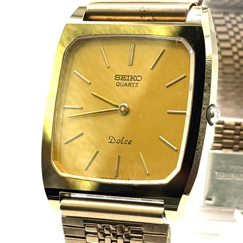 SEIKO DOLCE Mens Quartz Gold-tone Stainless Steel Dress Watch 17.5cm Band