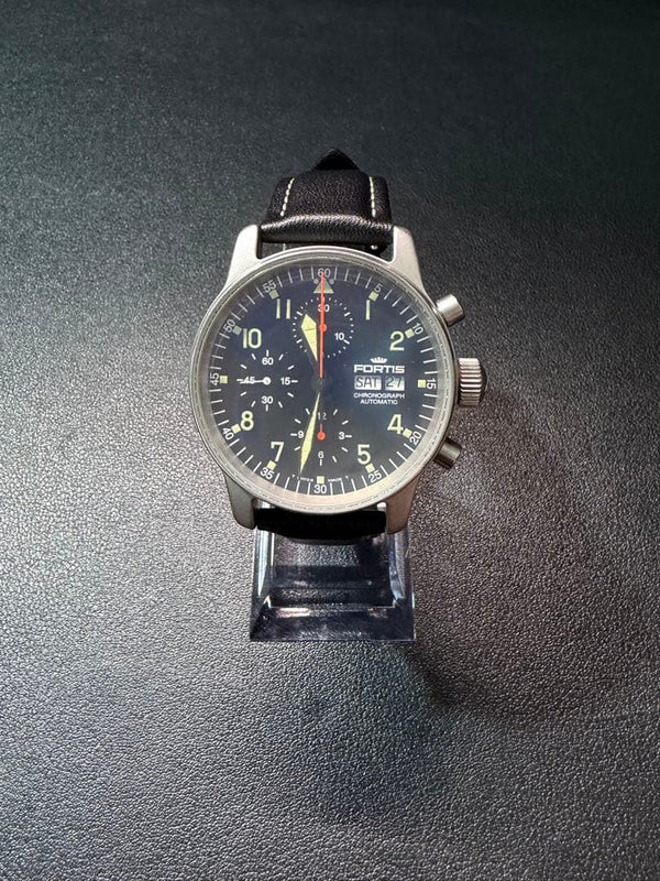 Fortis Flieger Chronograph Automatic 37mm Watch Luminous Arabic Orange Hands