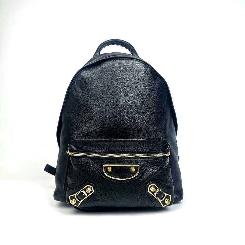 Balenciaga EDGE City Classic Backpack Black Leather Gold Unisex H35 W29.5 D13