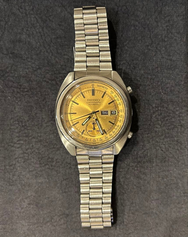 SEIKO Speedtimer 6139-6012 Bruce Lee Model Auto Chrono Gold Dial 1972 Watch