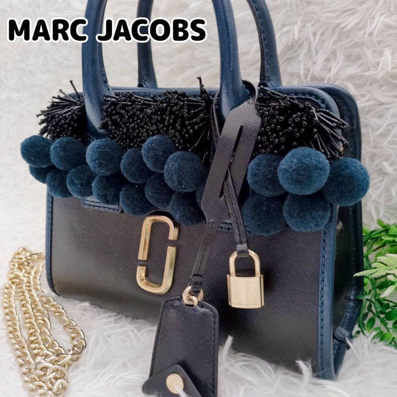 MARC JACOBS Little Big Shot 2Way Handbag 19x25.5x11.5cm Navy Black Gold HW