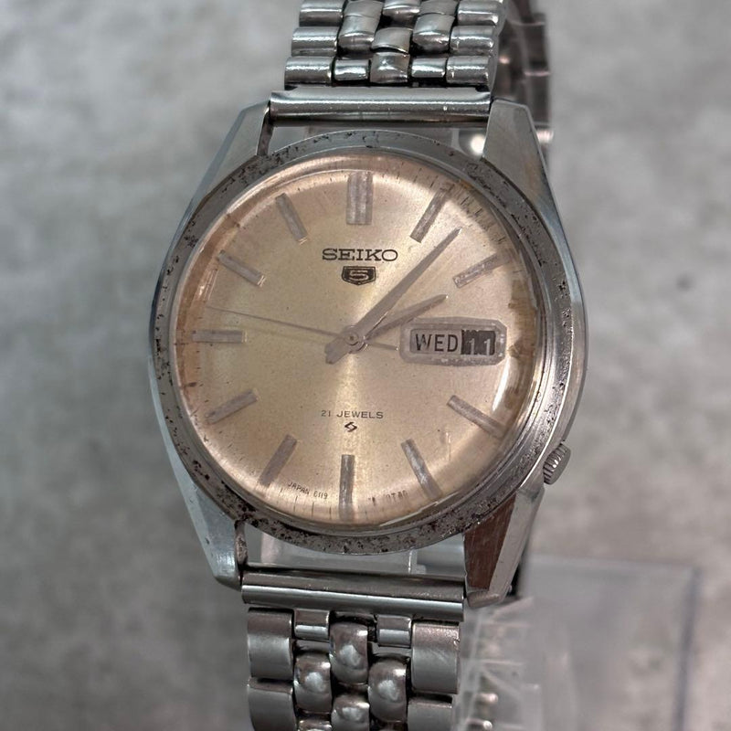 SEIKO 6119-8020 Seiko 5 Automatic 37mm SS Silver Day-Date Metal Bracelet Watch